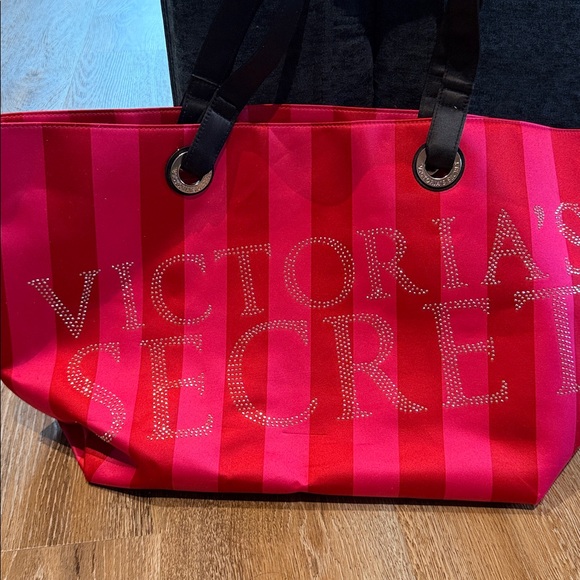 Victoria's Secret Classic Striped Tote with Crystal Logo - Picture 2 of 5